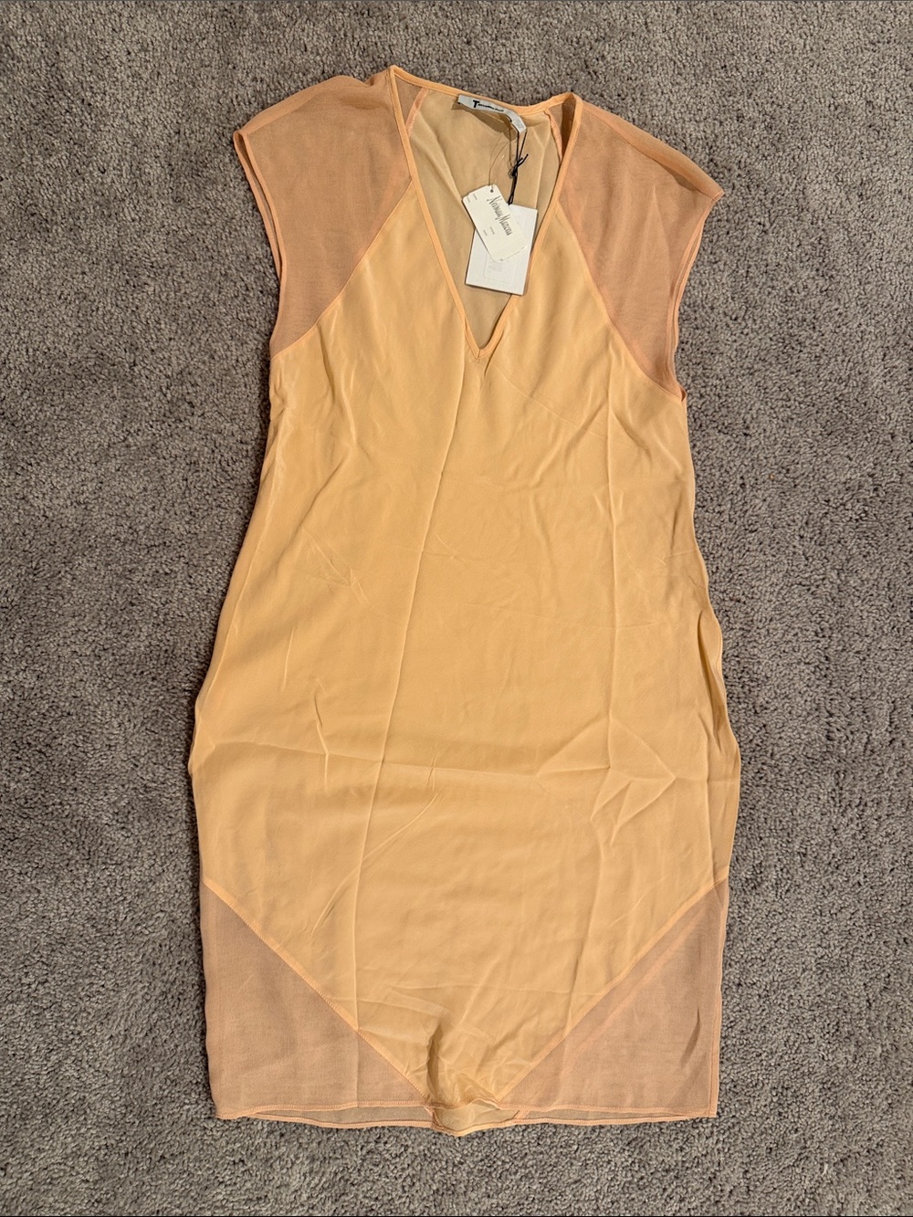 T by Alexander Wang Peach Sheer-Panel Mini Dress